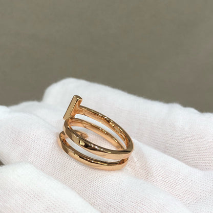 [Lioran]T WIRE DOUBLE ROWS RING PINK GOLD