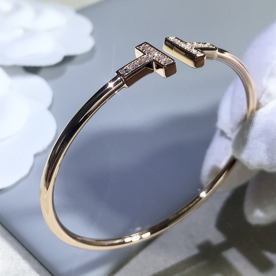 [Lioran]T BRACELET PINK GOLD 1.8MM DIAMOND