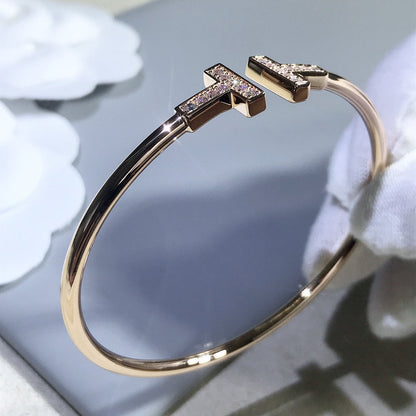 [Lioran]T BRACELET PINK GOLD 1.8MM DIAMOND