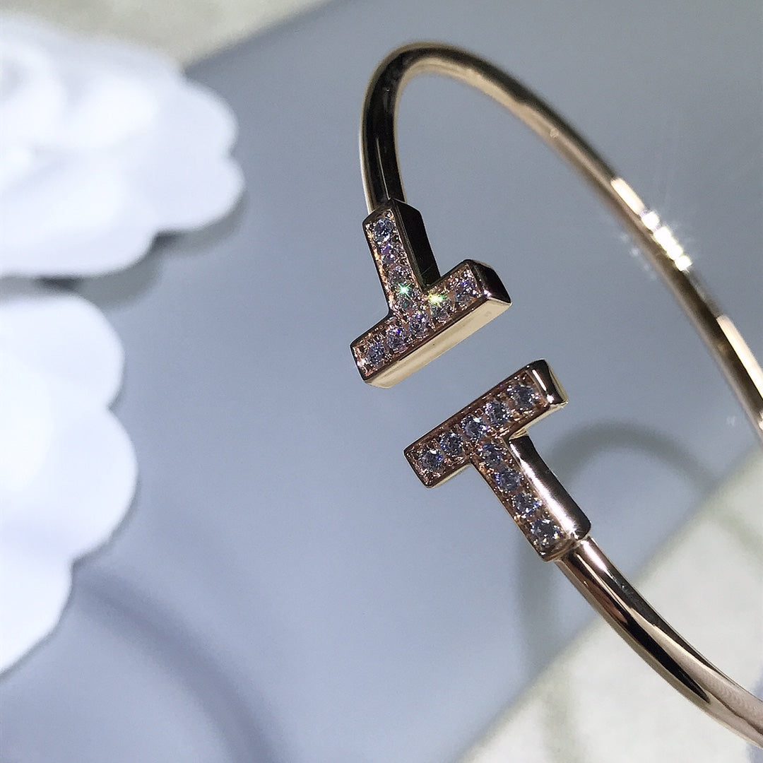 [Lioran]T BRACELET PINK GOLD 1.8MM DIAMOND