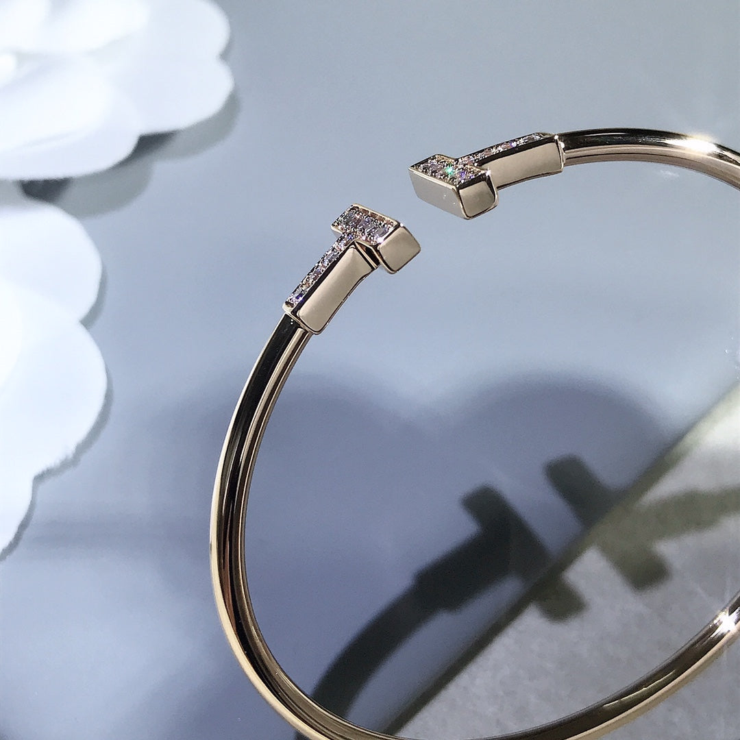 [Lioran]T BRACELET PINK GOLD 1.8MM DIAMOND