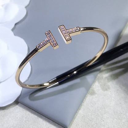 [Lioran]T BRACELET PINK GOLD 1.8MM DIAMOND