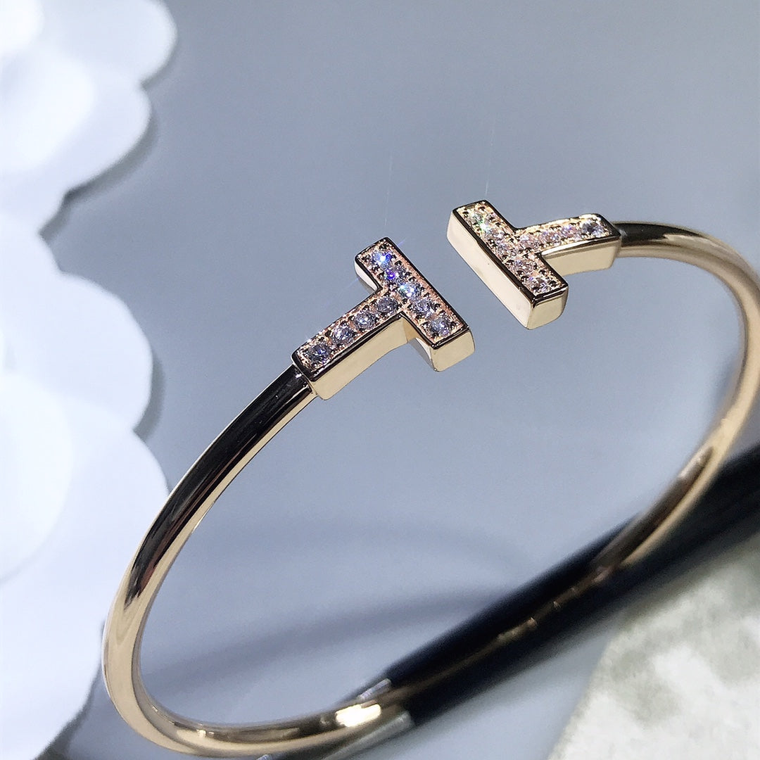 [Lioran]T BRACELET PINK GOLD 1.8MM DIAMOND