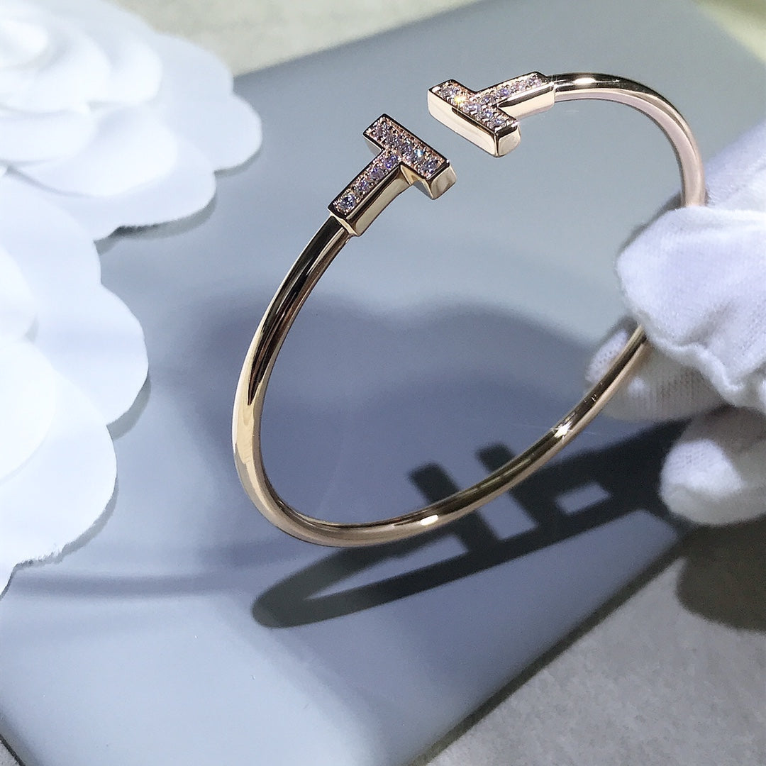 [Lioran]T BRACELET PINK GOLD 1.8MM DIAMOND