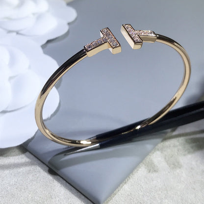 [Lioran]T BRACELET PINK GOLD 1.8MM DIAMOND