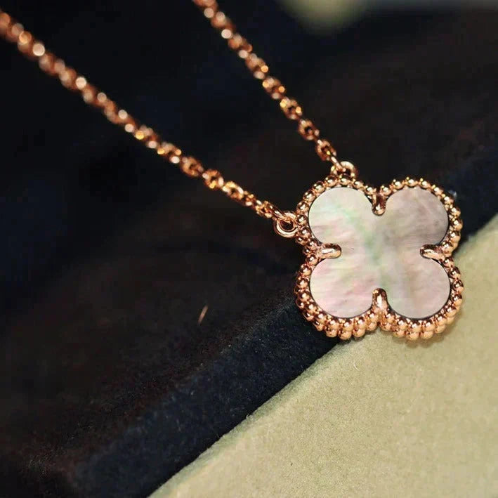 [⭐Lioran]CLOVER 15MM  GRAY MOTHER OF PEARL NECKLACE