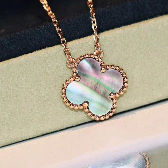 [⭐Lioran]CLOVER 15MM  GRAY MOTHER OF PEARL NECKLACE
