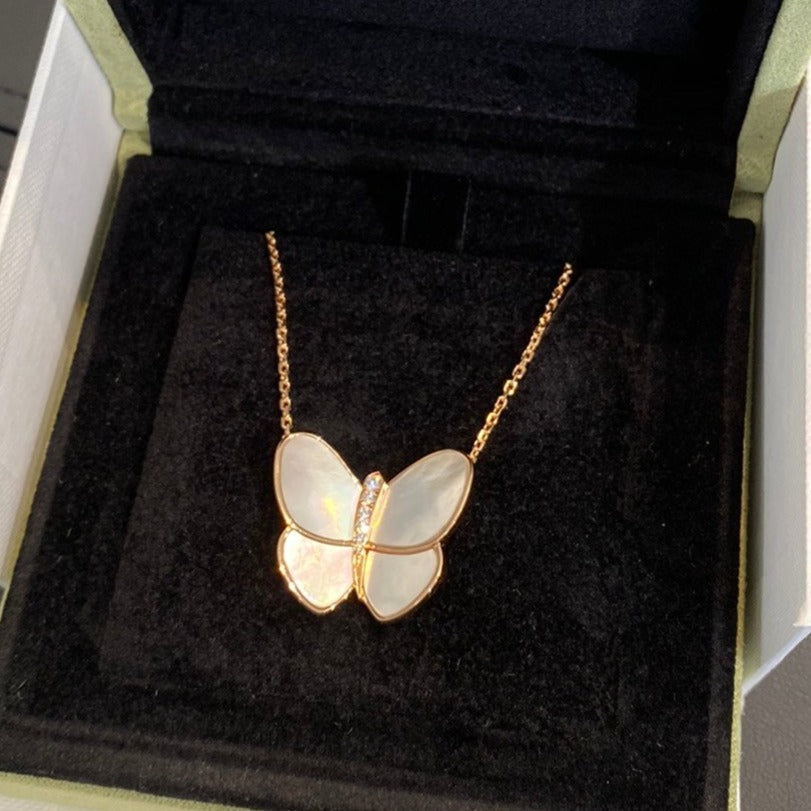 [⭐Lioran]BUTTERFLY GOLD MOP DIAMOND NECKLACE