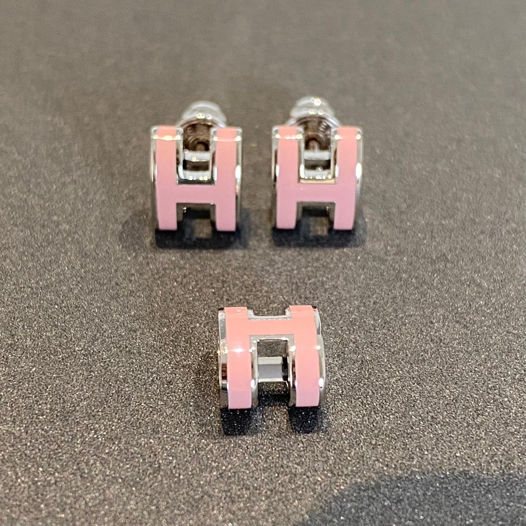 [⭐Lioran]MINI POP H SILVER EARRINGS PINK