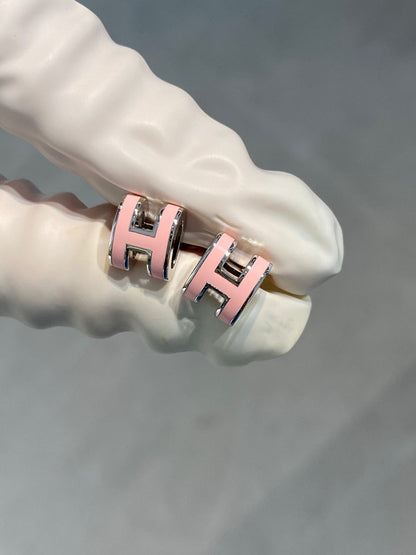 [⭐Lioran]MINI POP H SILVER EARRINGS PINK
