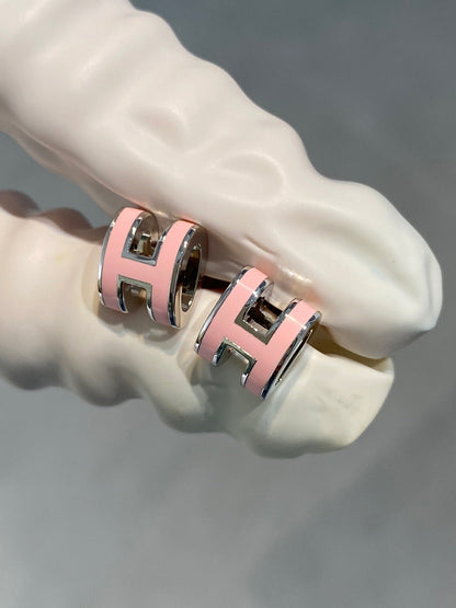 [⭐Lioran]MINI POP H SILVER EARRINGS PINK