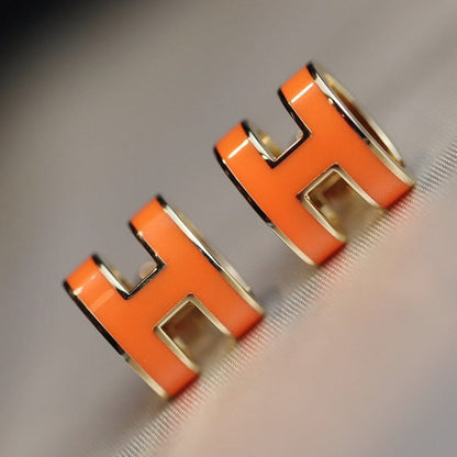 [⭐Lioran]MINI POP H EARRINGS ORANGE