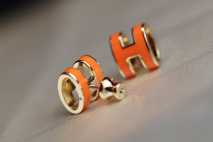 [⭐Lioran]MINI POP H EARRINGS ORANGE