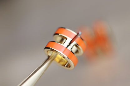 [⭐Lioran]MINI POP H EARRINGS ORANGE