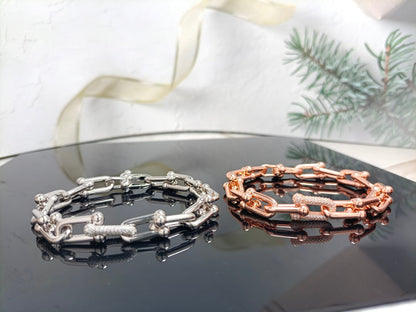 [Lioran]HARDWEAR BRACELET PINK GOLD AND SILVER DIAMOND