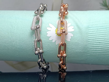 [Lioran]HARDWEAR BRACELET PINK GOLD AND SILVER DIAMOND