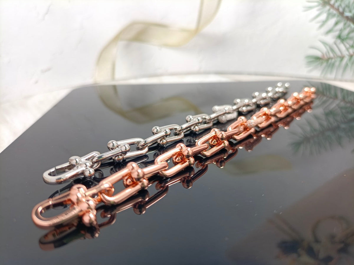 [Lioran]HARDWEAR BRACELET PINK GOLD AND SILVER DIAMOND