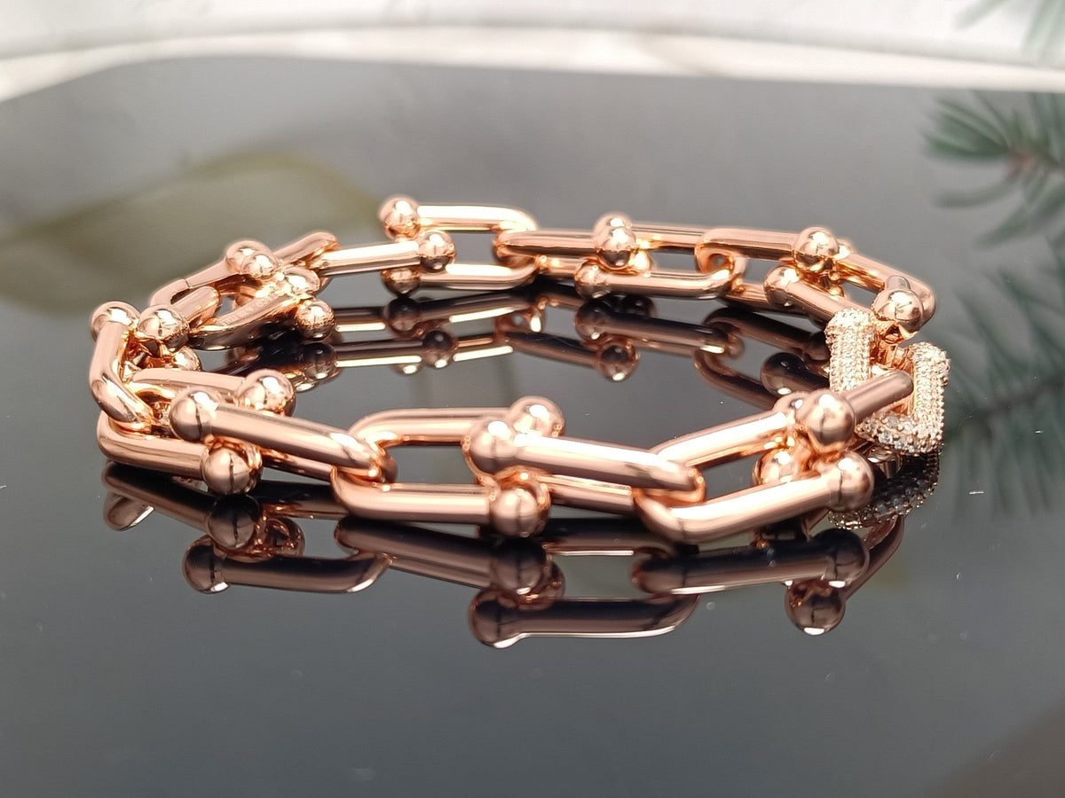 [Lioran]HARDWEAR BRACELET PINK GOLD AND SILVER DIAMOND