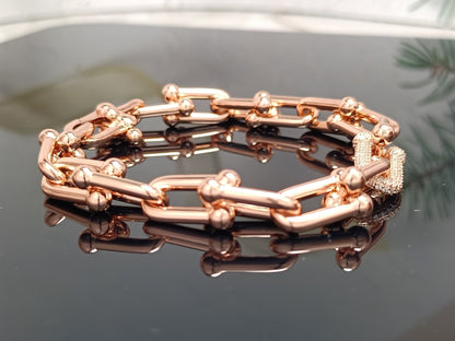 [Lioran]HARDWEAR BRACELET PINK GOLD AND SILVER DIAMOND