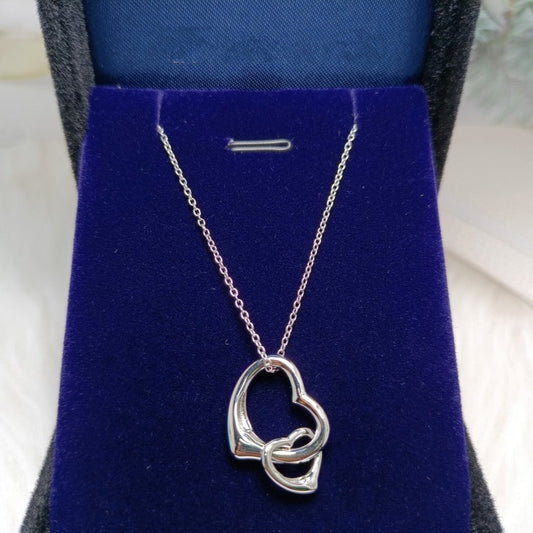 [Lioran]DOUBLE HEART SILVER NECKLACE