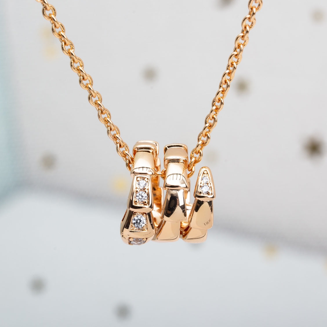 [⭐Lioran]SERPENTI PINK GOLD NECKLACE DIAMOND