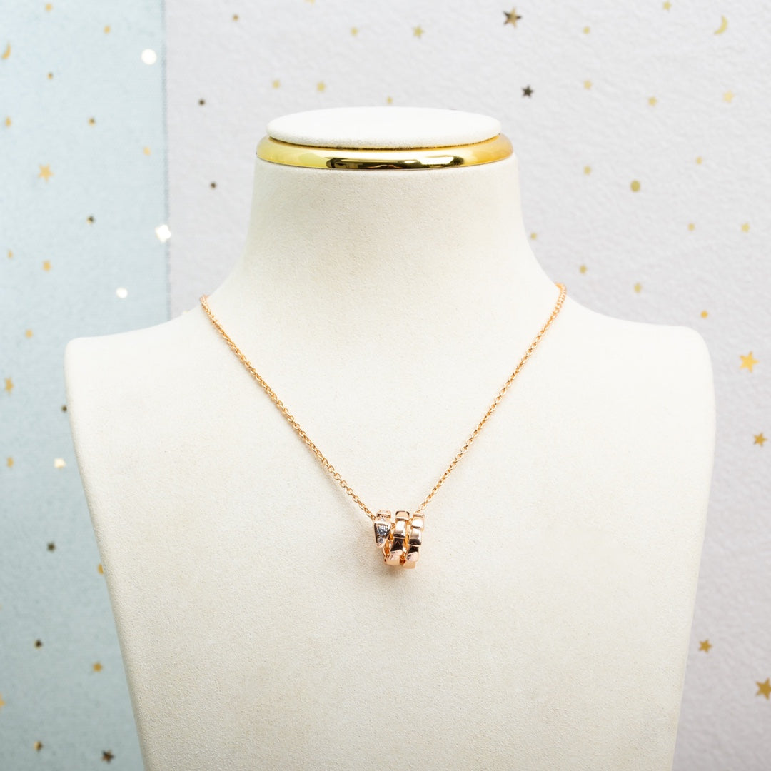 [⭐Lioran]SERPENTI PINK GOLD NECKLACE DIAMOND