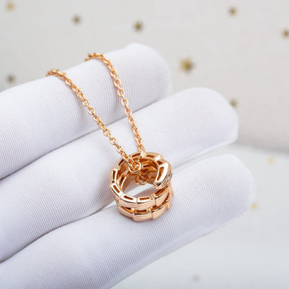 [⭐Lioran]SERPENTI PINK GOLD NECKLACE DIAMOND