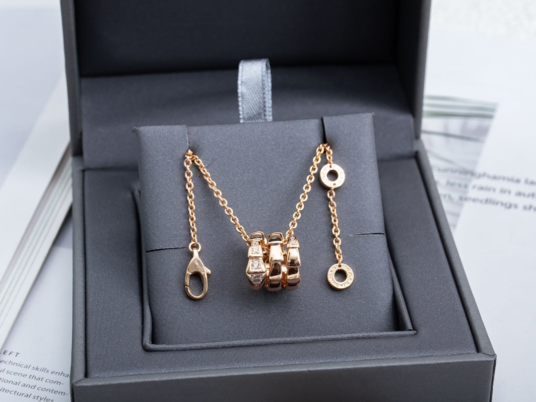 [⭐Lioran]SERPENTI PINK GOLD NECKLACE DIAMOND