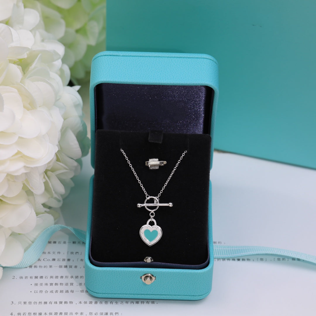 [Lioran]DOUBLE HEART BLUE NECKLACE
