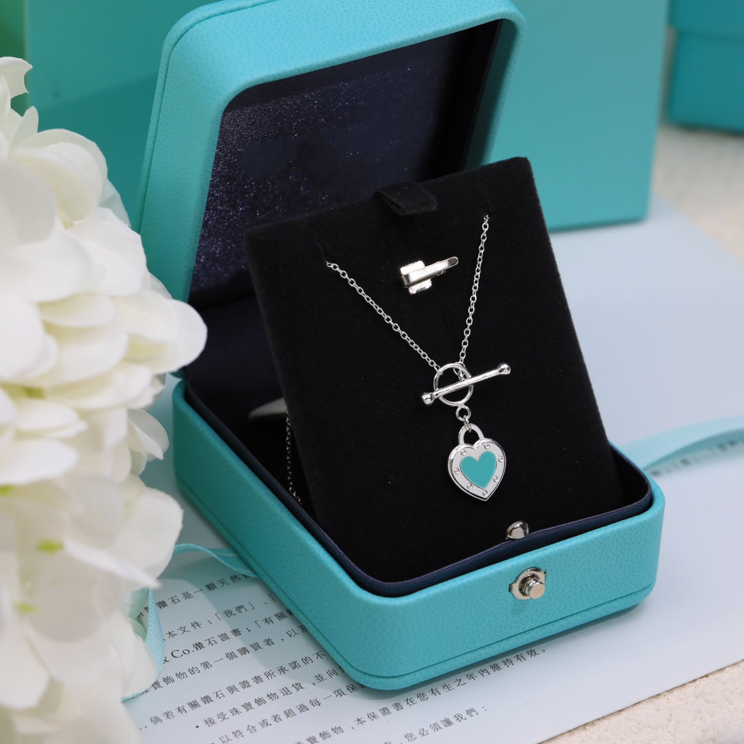 [Lioran]DOUBLE HEART BLUE NECKLACE