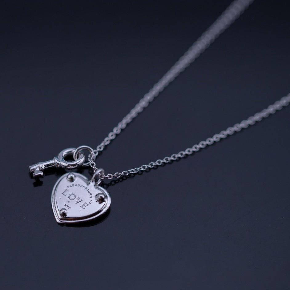 [Lioran]KEY AND HEART SILVER NECKLACE