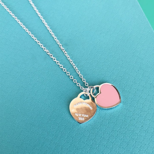 [Lioran]DOUBLE HEART PEDANT SILVER NECKLACE