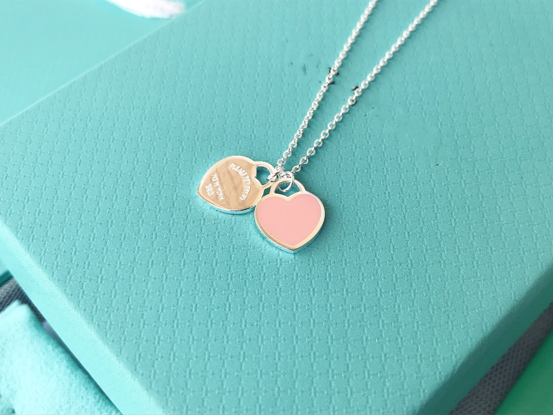 [Lioran]DOUBLE HEART PEDANT SILVER NECKLACE