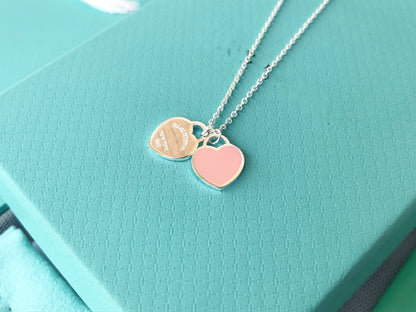 [Lioran]DOUBLE HEART PEDANT SILVER NECKLACE