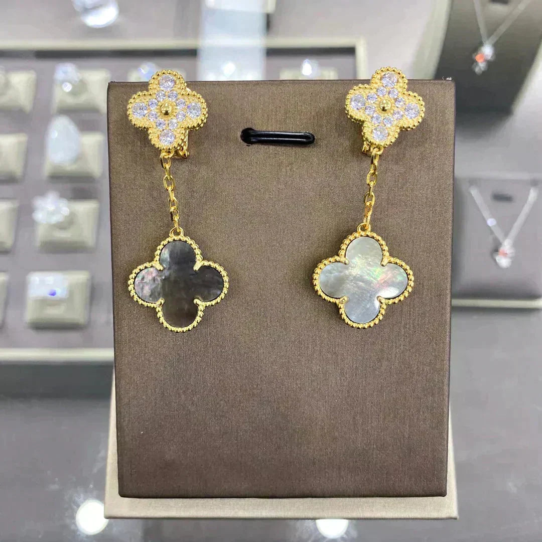 [⭐Lioran]CLOVER  2 MOTIFS  DIAMOND  EARRINGS (MULTIPLE CHOICESç´