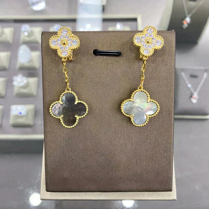 [⭐Lioran]CLOVER  2 MOTIFS  DIAMOND  EARRINGS (MULTIPLE CHOICESç´
