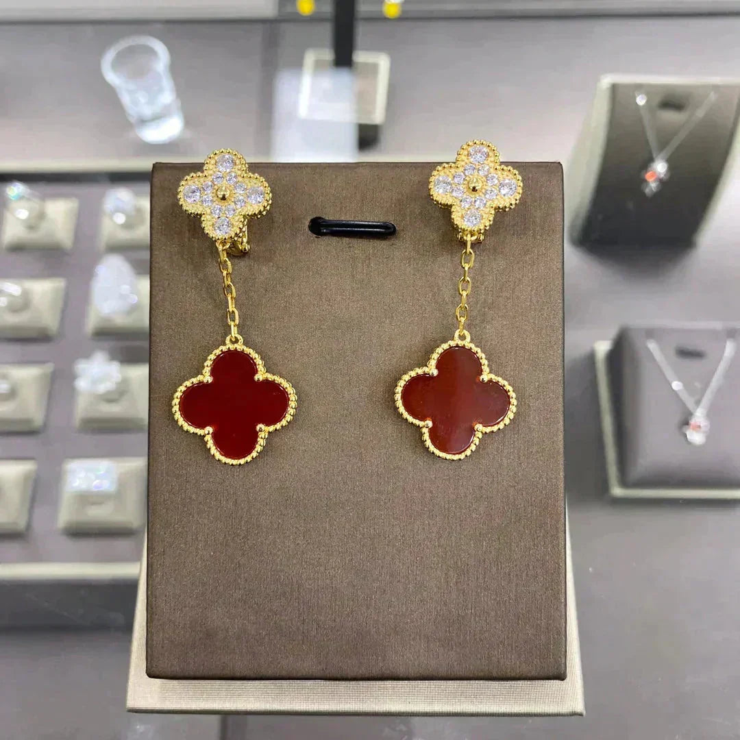 [⭐Lioran]CLOVER  2 MOTIFS  DIAMOND  EARRINGS (MULTIPLE CHOICESç´