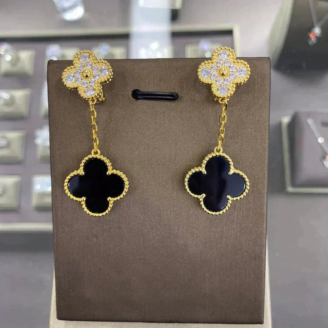 [⭐Lioran]CLOVER  2 MOTIFS  DIAMOND  EARRINGS (MULTIPLE CHOICESç´