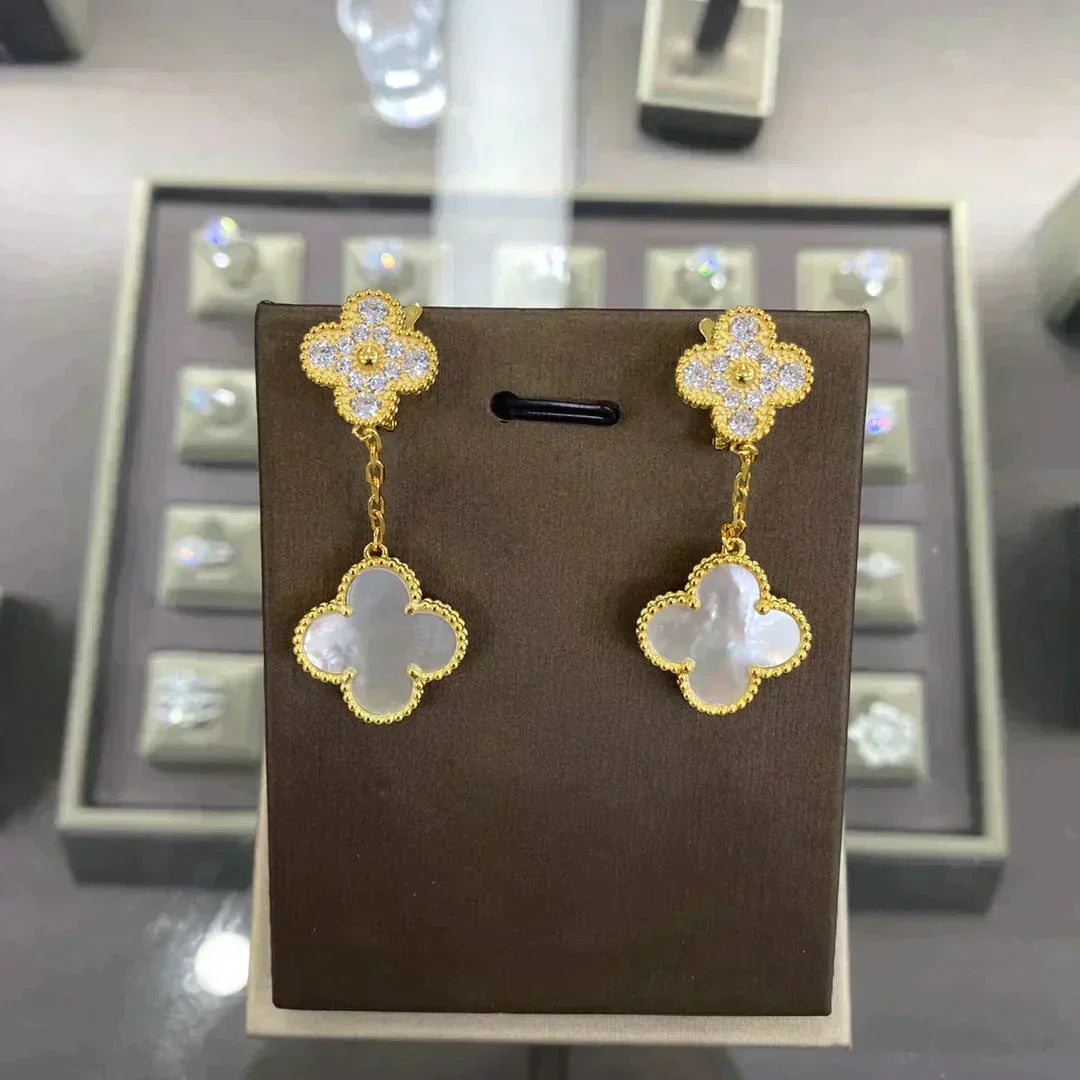 [⭐Lioran]CLOVER  2 MOTIFS  DIAMOND  EARRINGS (MULTIPLE CHOICESç´