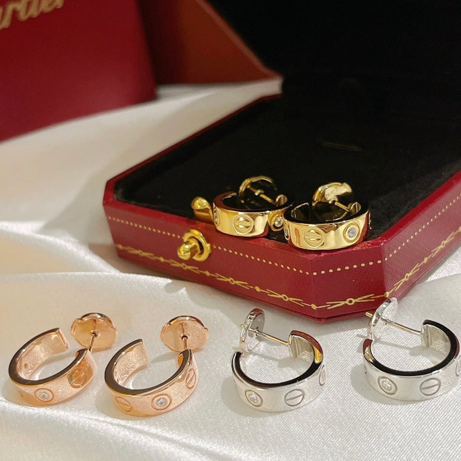 [⭐Lioran]LOVE EARRINGS 5.7MM 2 DIAMONDS