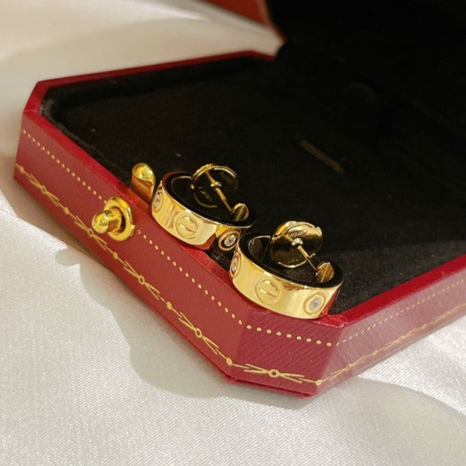[⭐Lioran]LOVE EARRINGS 5.7MM 2 DIAMONDS