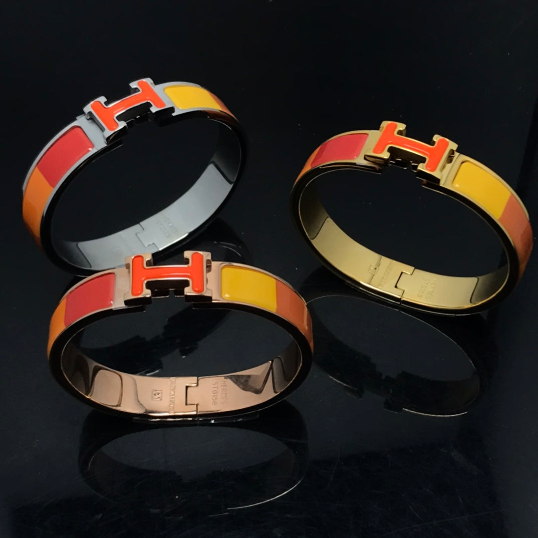 [⭐Lioran]H BRACELET ORANGE RAINBOW CERAMIC
