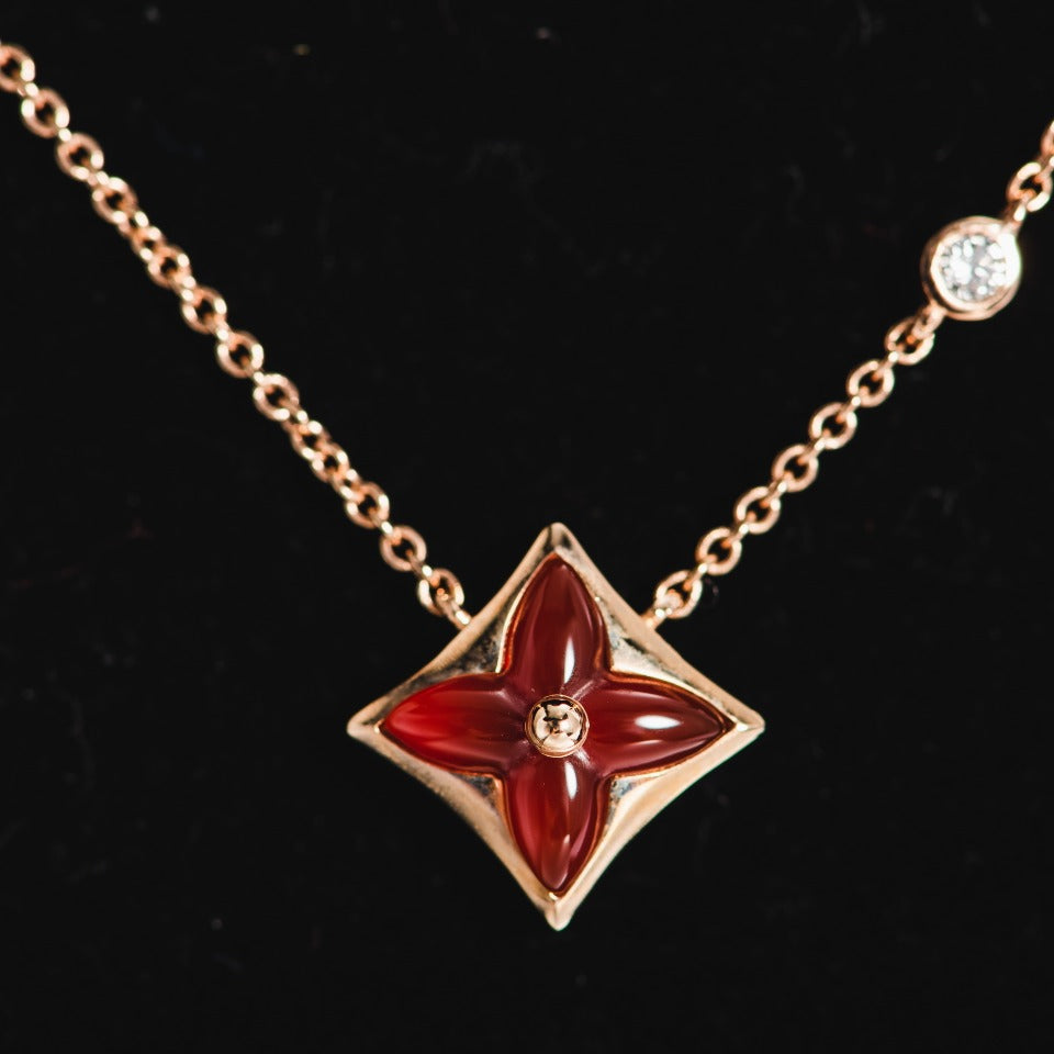 [⭐Lioran]STAR NECKLACE PINK GOLD 1 DIAMOND