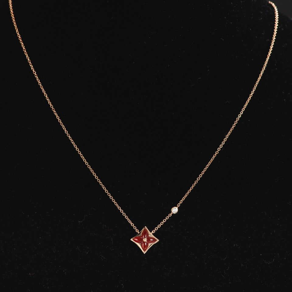 [⭐Lioran]STAR NECKLACE PINK GOLD 1 DIAMOND