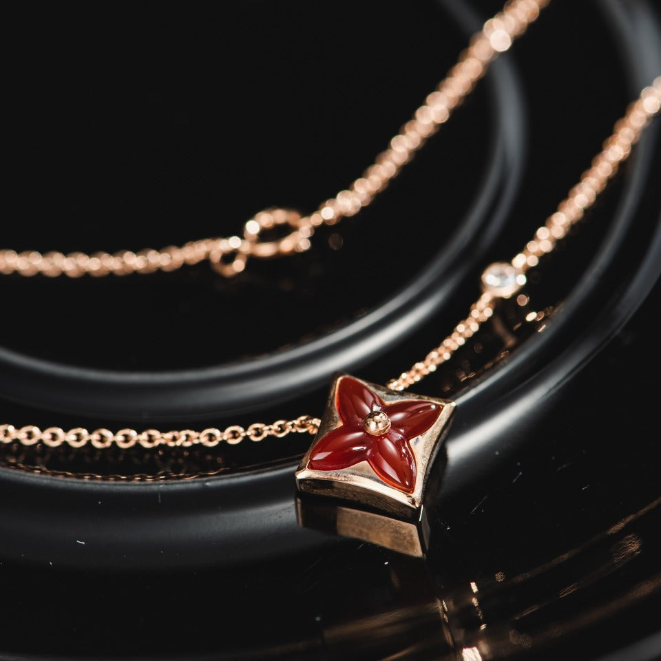 [⭐Lioran]STAR NECKLACE PINK GOLD 1 DIAMOND