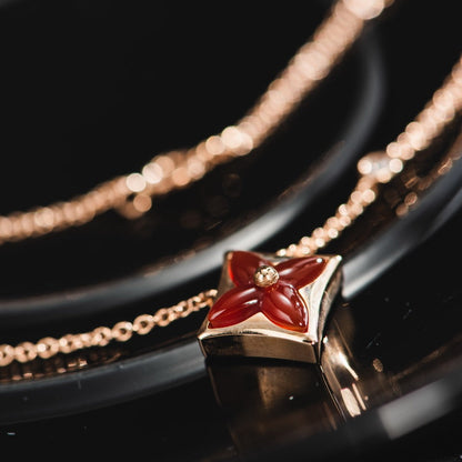 [⭐Lioran]STAR NECKLACE PINK GOLD 1 DIAMOND