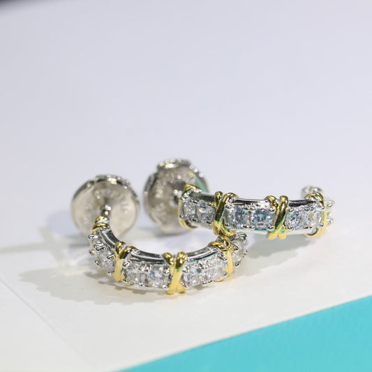 [Lioran]TWENTY STONE HOOP GOLD EARRINGS
