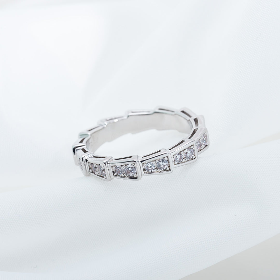 [⭐Lioran]SERPENTI RING SILVER DIAMOND PAVED 3MM