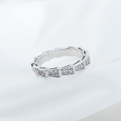 [⭐Lioran]SERPENTI RING SILVER DIAMOND PAVED 3MM