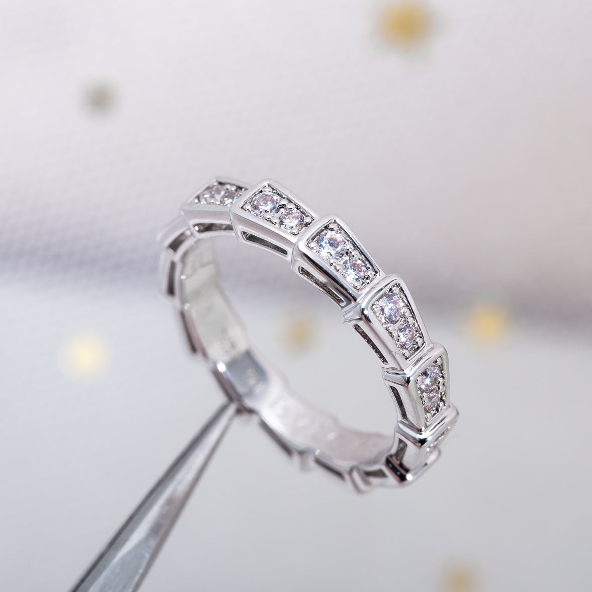 [⭐Lioran]SERPENTI RING SILVER DIAMOND PAVED 3MM